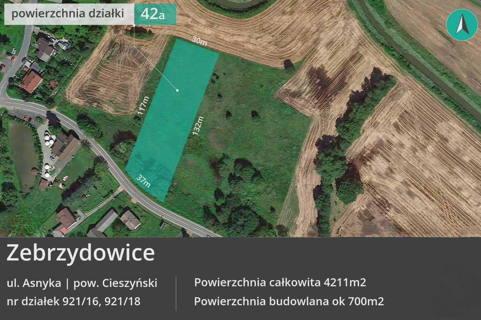 Działka rolno-budowlana 4211 m², Zebrzydowice — zdjęcie 3